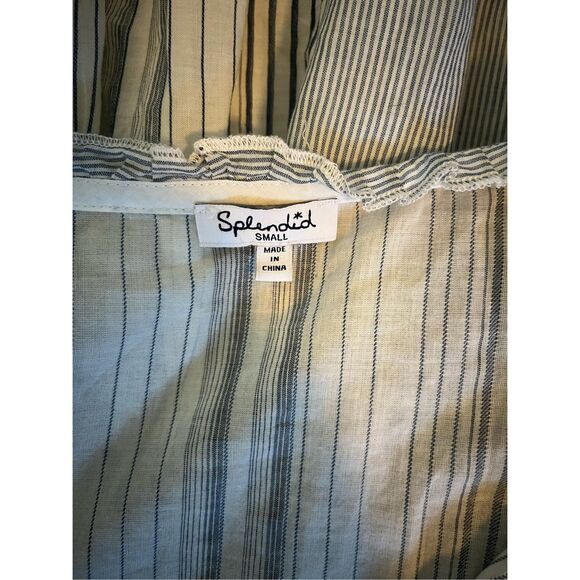 Splendid Blue White Striped Cotton Lined Long Sleeve Smocked Waist Dress Small‎ - Picture 2 of 5